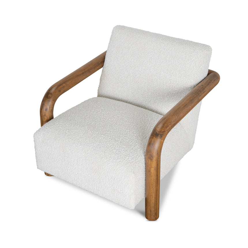 Off White Boucle Armchair - Walnut - View 6