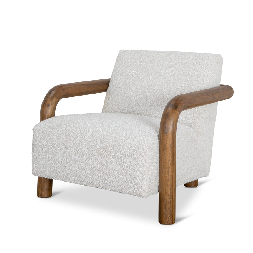 Off White Boucle Armchair - Walnut