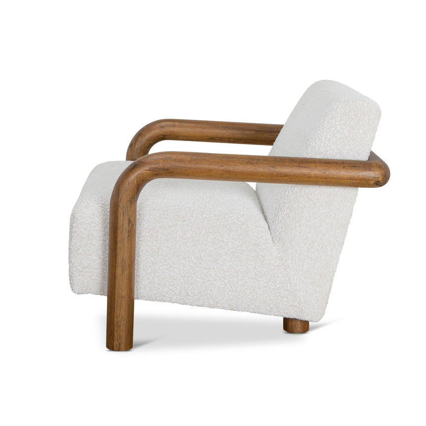 Off White Boucle Armchair - Walnut - View 3