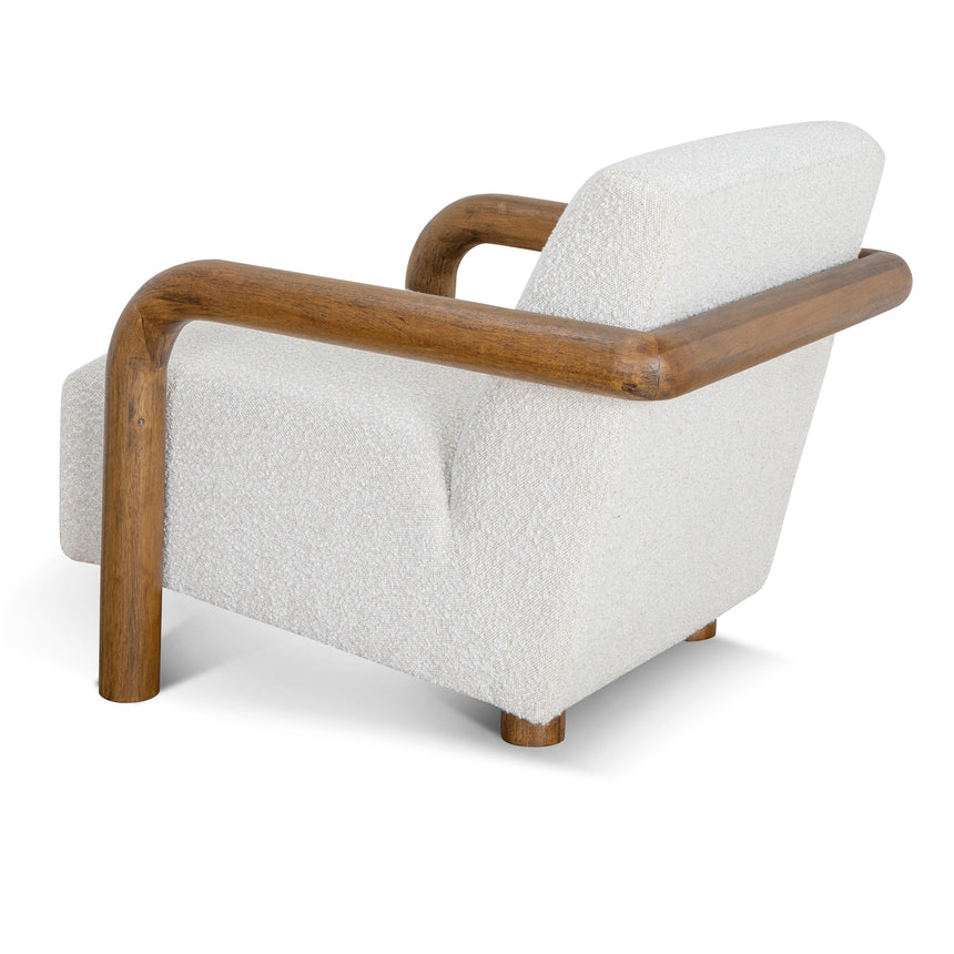Off White Boucle Armchair - Walnut - View 4