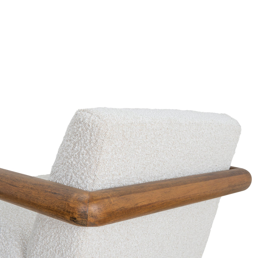 Off White Boucle Armchair - Walnut - View 7
