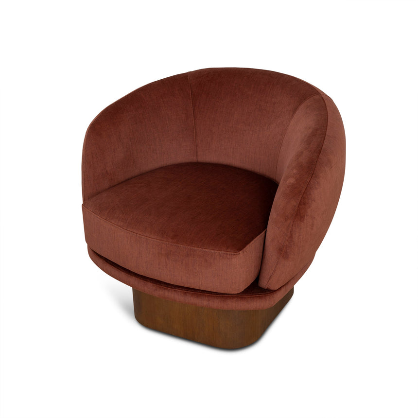 Fabric Swivel Armchair - Rustic Orange - View 13