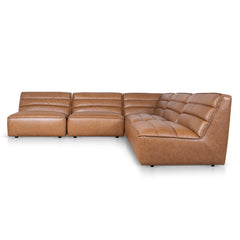 Modular Leather Corner Sofa | Amber Brown | Myka Home