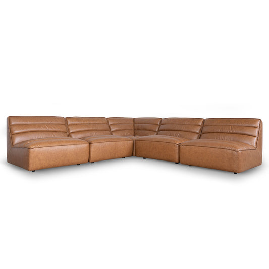 Modular Leather Corner Sofa | Amber Brown | Myka Home