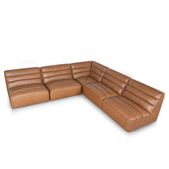 Modular Leather Corner Sofa | Amber Brown | Myka Home