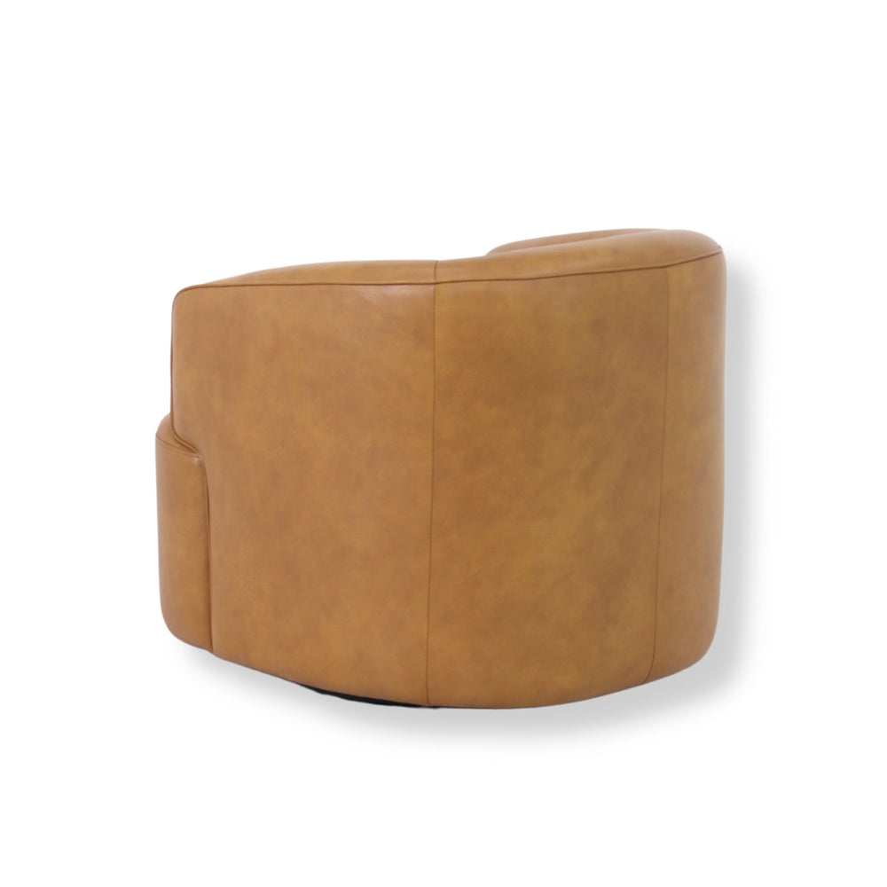 Swivel Armchair | Amber Tan Leather | Myka Home - View 4
