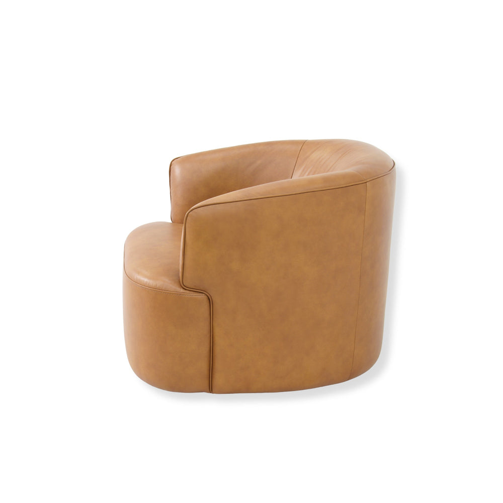 Swivel Armchair | Amber Tan Leather | Myka Home - View 5
