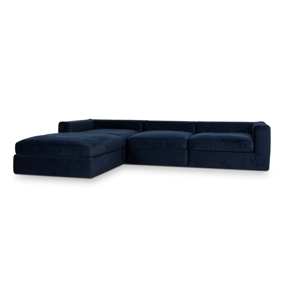 3 Seater Chaise Sofa | Navy Blue | Myka Home - View 2