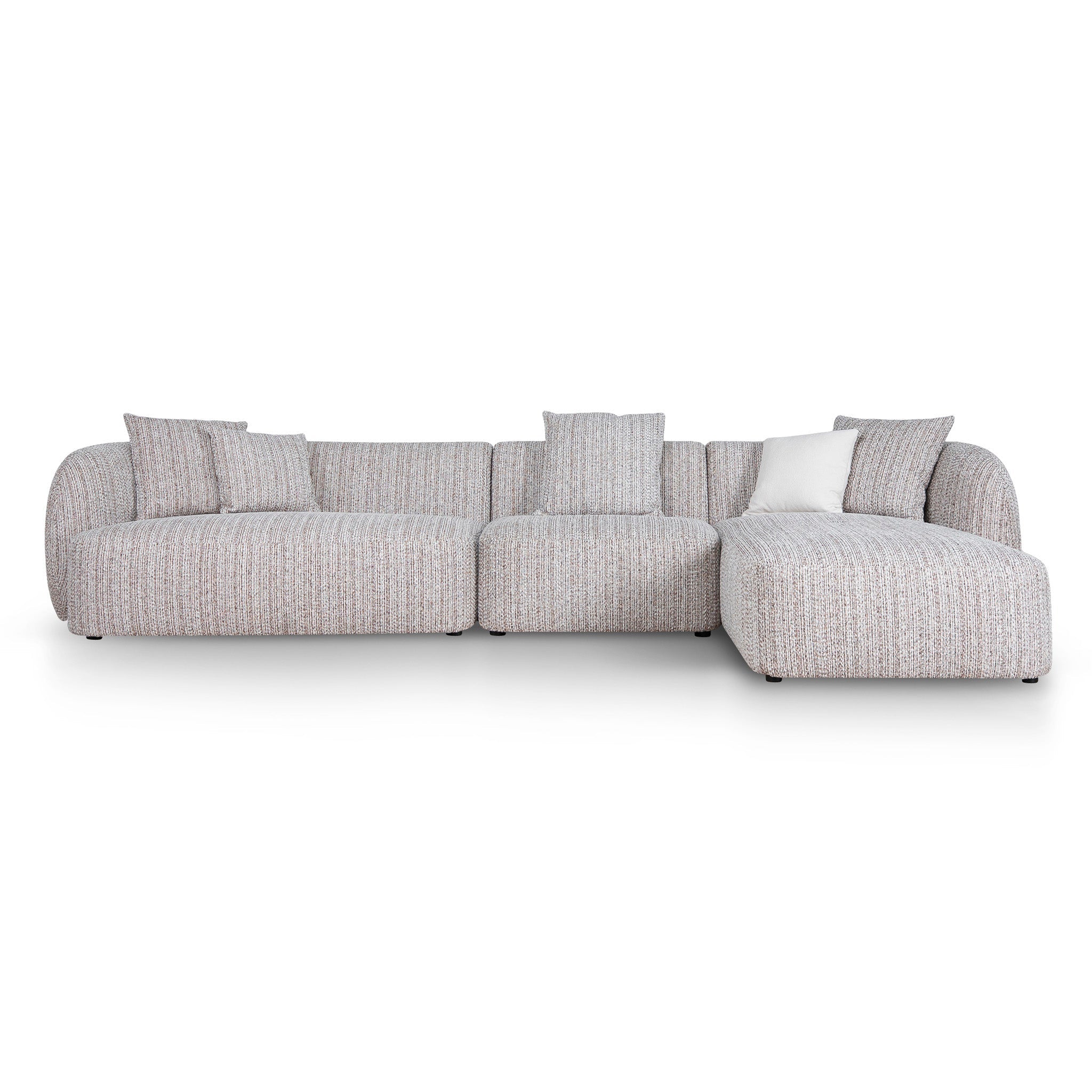 4 Seater Right Chaise Sofa | Plush Spec Brown | Myka Home