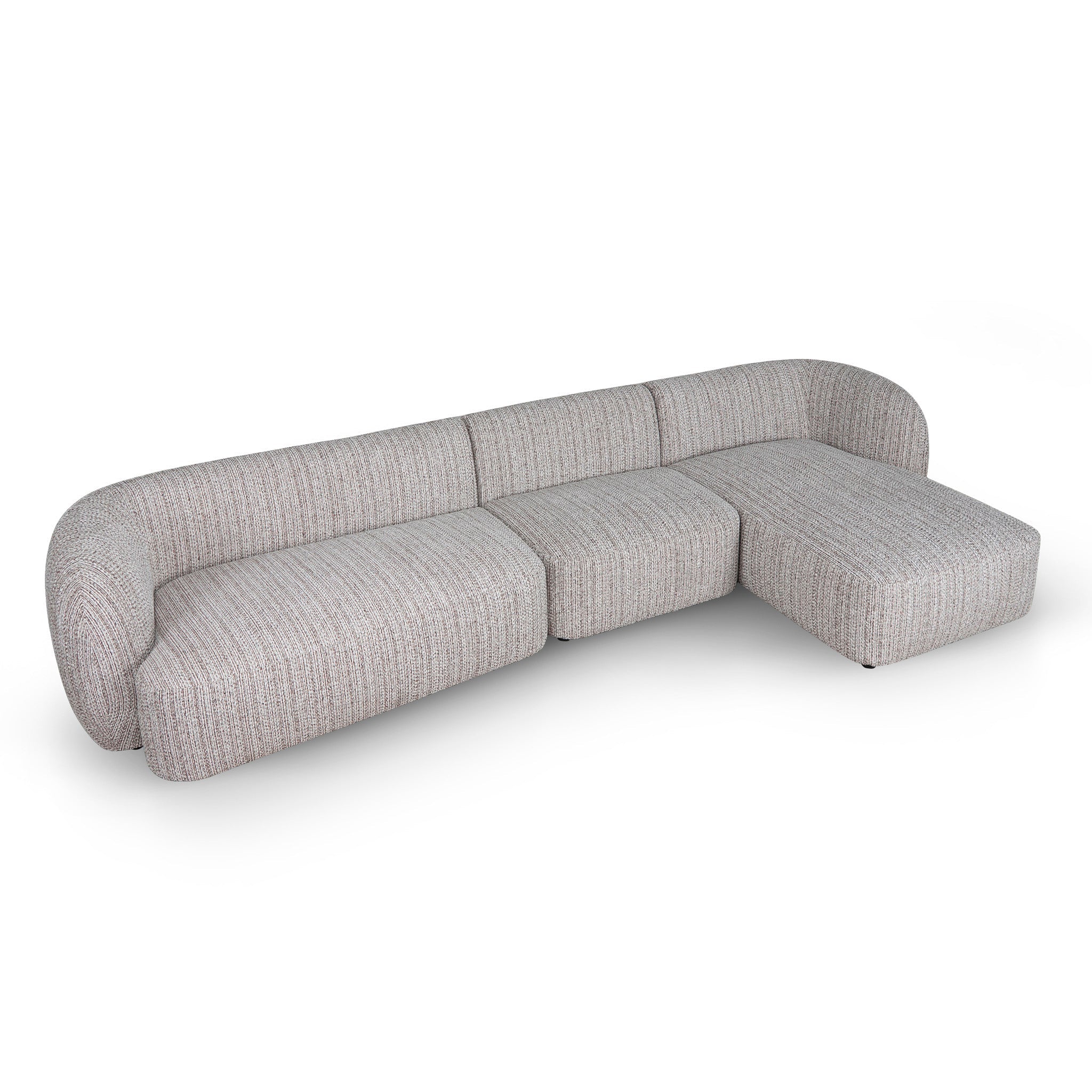 4 Seater Right Chaise Sofa | Plush Spec Brown | Myka Home