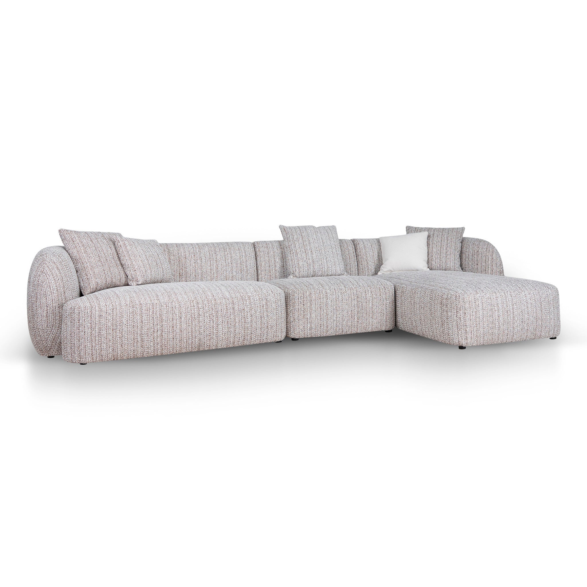 4 Seater Right Chaise Sofa | Plush Spec Brown | Myka Home