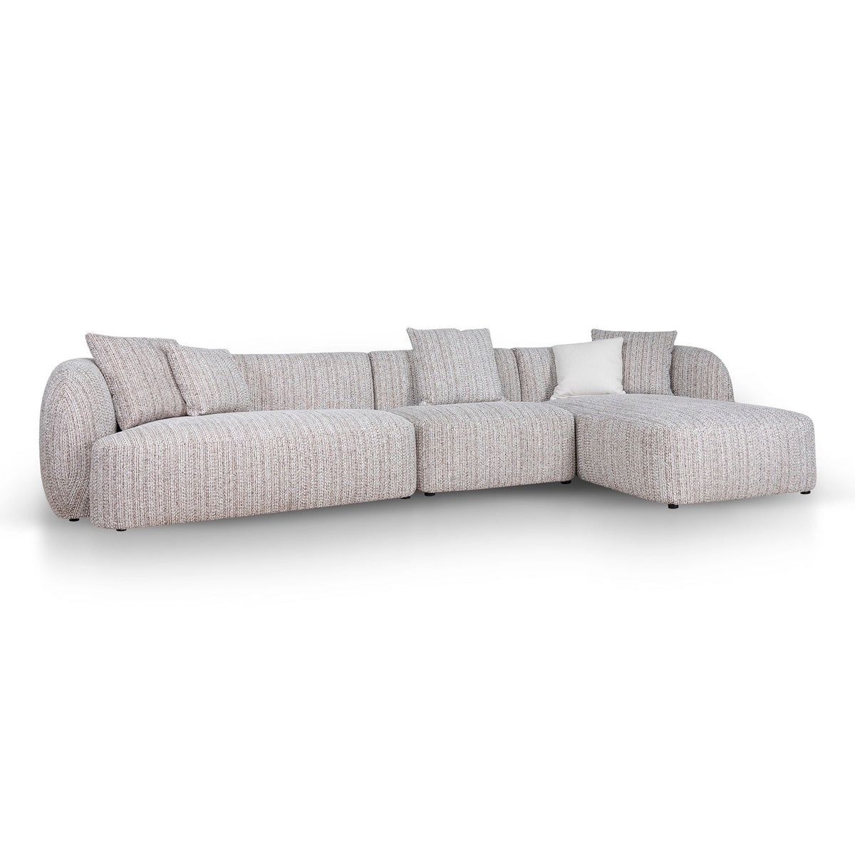 4 Seater Right Chaise Sofa | Plush Spec Brown | Myka Home