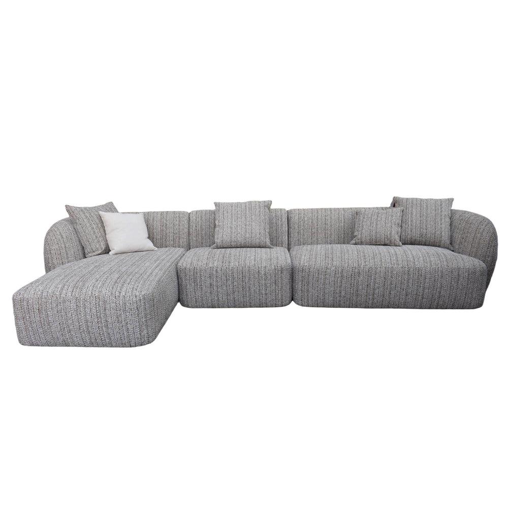 4 Seater Left Chaise Sofa | Plush Spec Brown | Myka Home