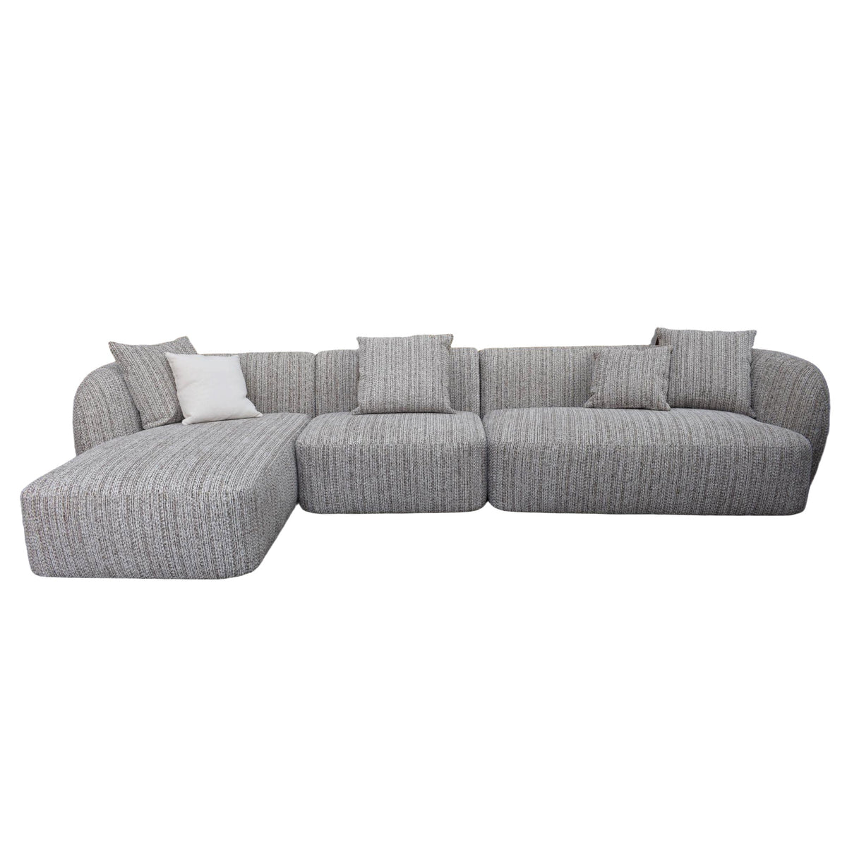 4 Seater Left Chaise Sofa | Plush Spec Brown | Myka Home