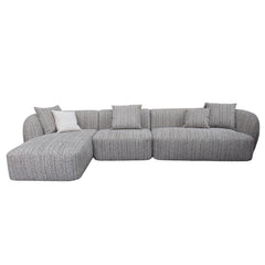 4 Seater Left Chaise Sofa | Plush Spec Brown | Myka Home