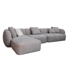 4 Seater Left Chaise Sofa | Plush Spec Brown | Myka Home