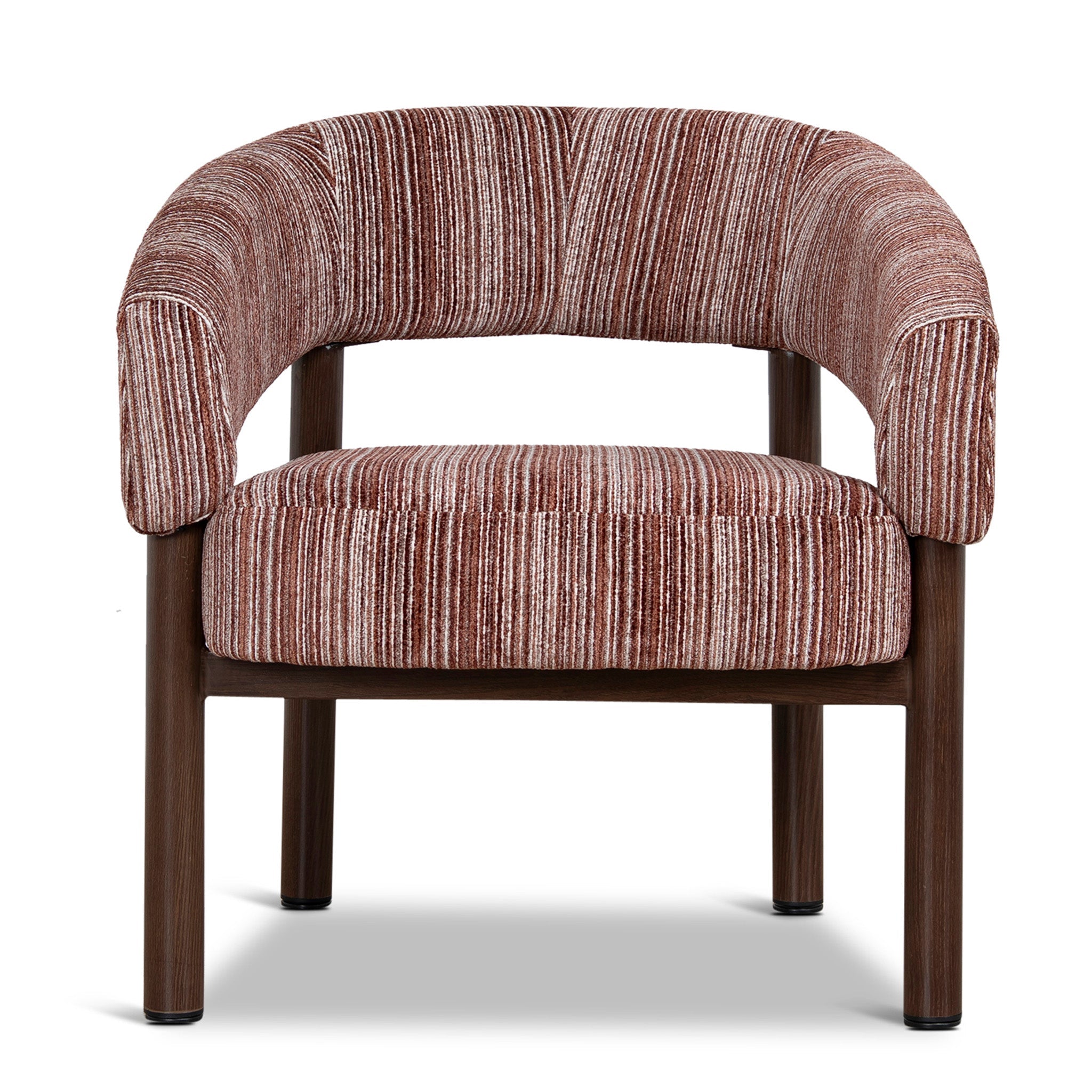 Walnut Armchair | Burgundy Stripe | Myka Home