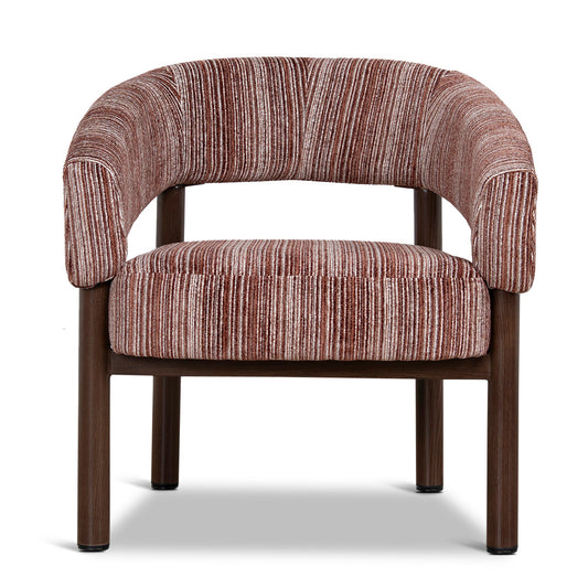 Walnut Armchair | Burgundy Stripe | Myka Home