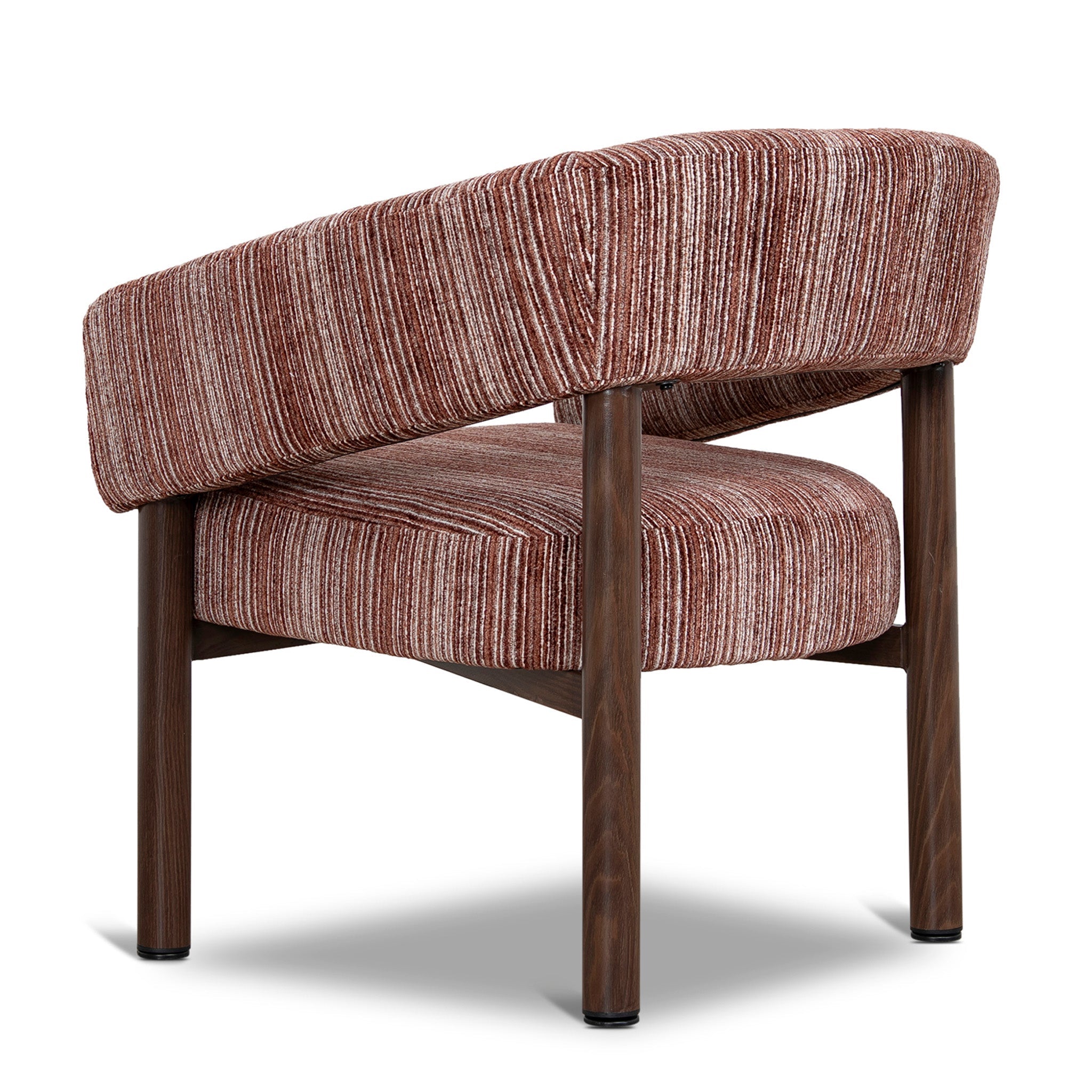 Walnut Armchair | Burgundy Stripe | Myka Home