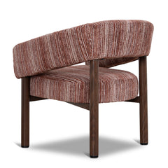 Walnut Armchair | Burgundy Stripe | Myka Home