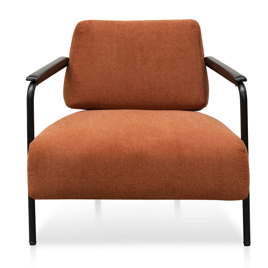 Fabric Armchair -  Burnt Orange - Black Legs - View 2