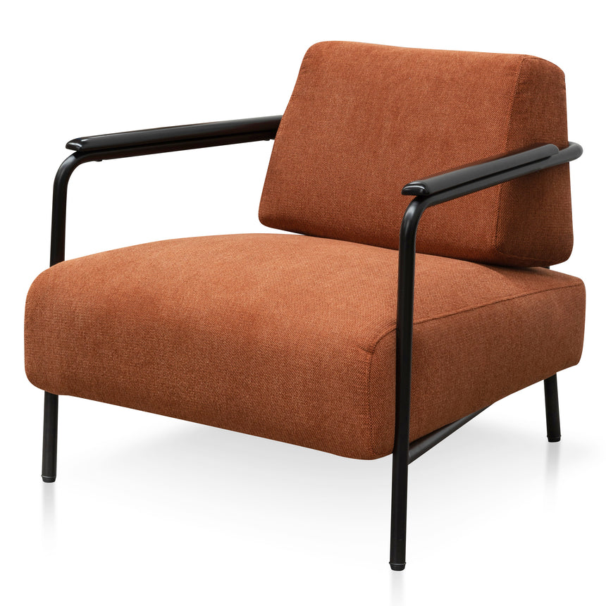 Fabric Armchair -  Burnt Orange - Black Legs