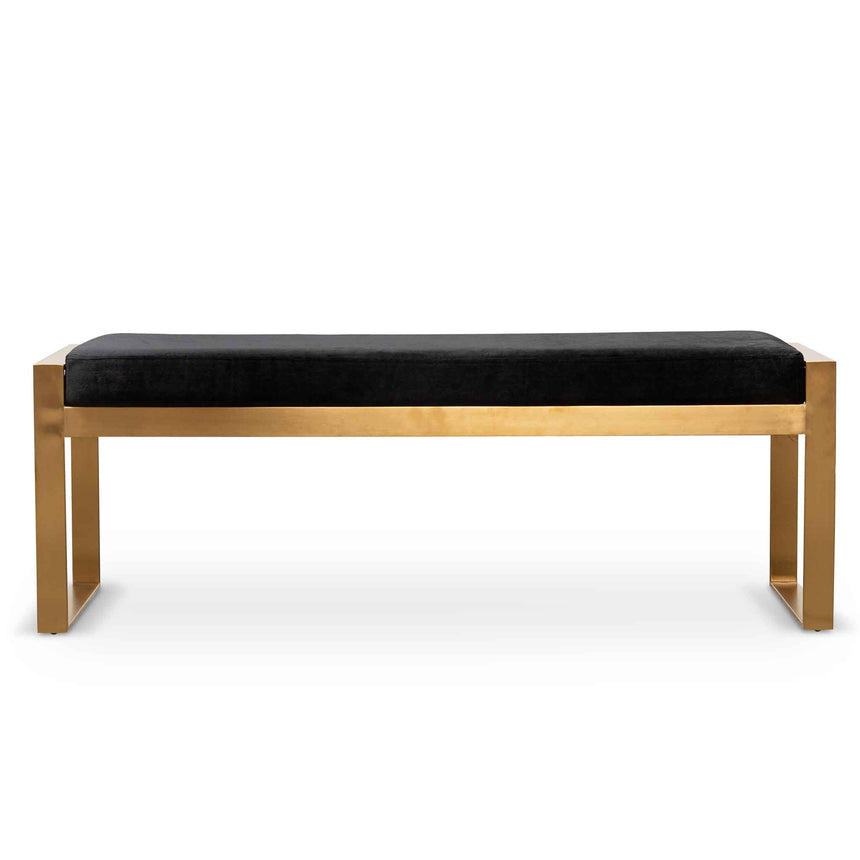 Black Velvet Ottoman - Gold Base - View 3