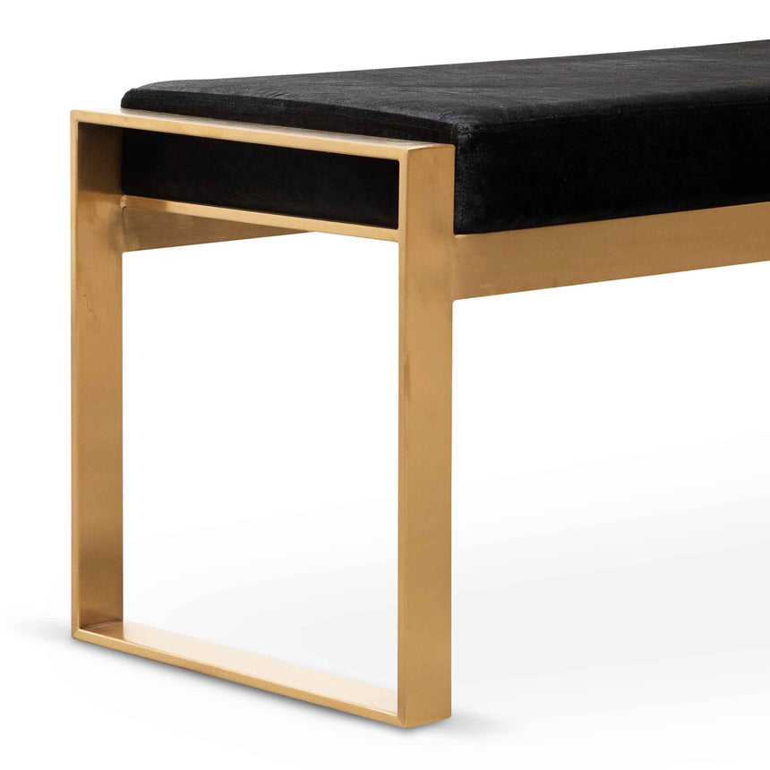 Black Velvet Ottoman - Gold Base - View 4