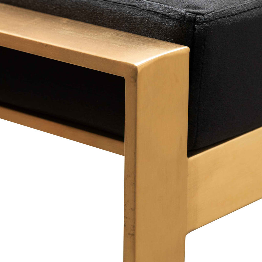 Black Velvet Ottoman - Gold Base - View 5