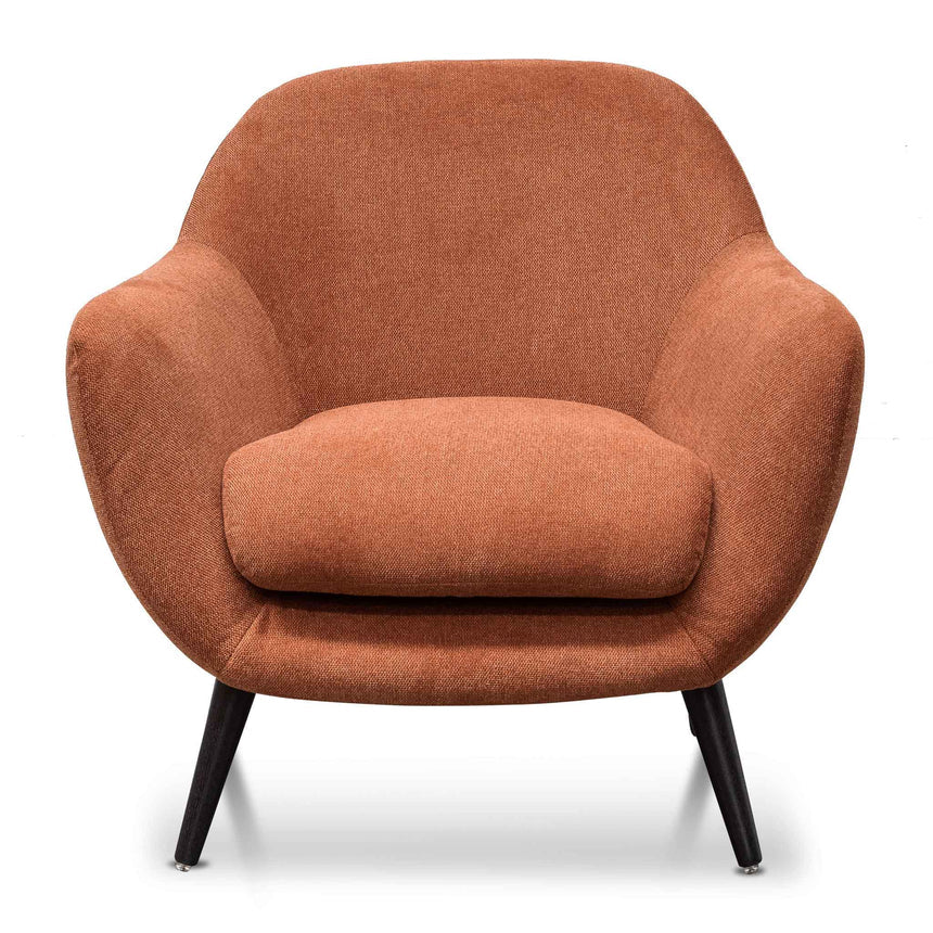 Fabric Armchair - Burnt Orange with Black Legs - View 2