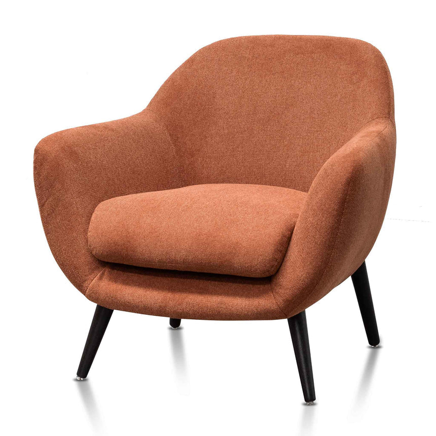 Fabric Armchair - Burnt Orange with Black Legs - View 3