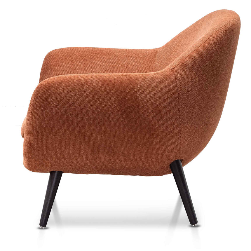 Fabric Armchair - Burnt Orange with Black Legs - View 6