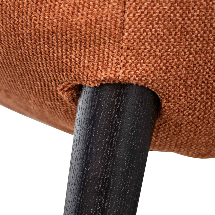 Fabric Armchair - Burnt Orange with Black Legs - View 9