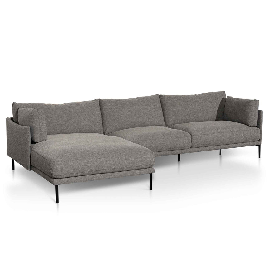 4 Seater Left Chaise Fabric Sofa - Graphite Grey - View 3