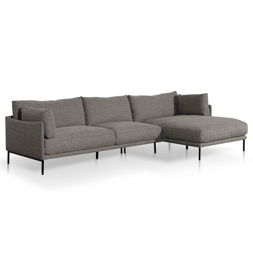 4 Seater Right Chaise Fabric Sofa - Graphite Grey - View 2