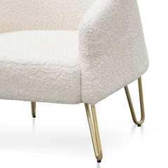 CLC6521-IG Armchair - Ivory White Synthetic Wool with Golden Legs