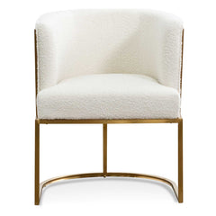 CLC6673-BS Daisy White Boucle Lounge Chair - Brushed Gold