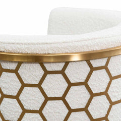 CLC6673-BS Daisy White Boucle Lounge Chair - Brushed Gold