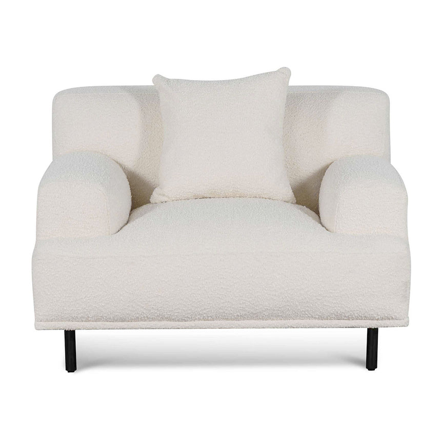 Armchair - Ivory White Boucle with Black Legs - View 2