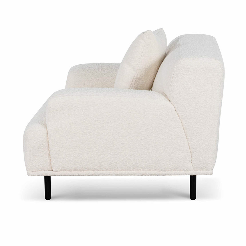 Armchair - Ivory White Boucle with Black Legs - View 3