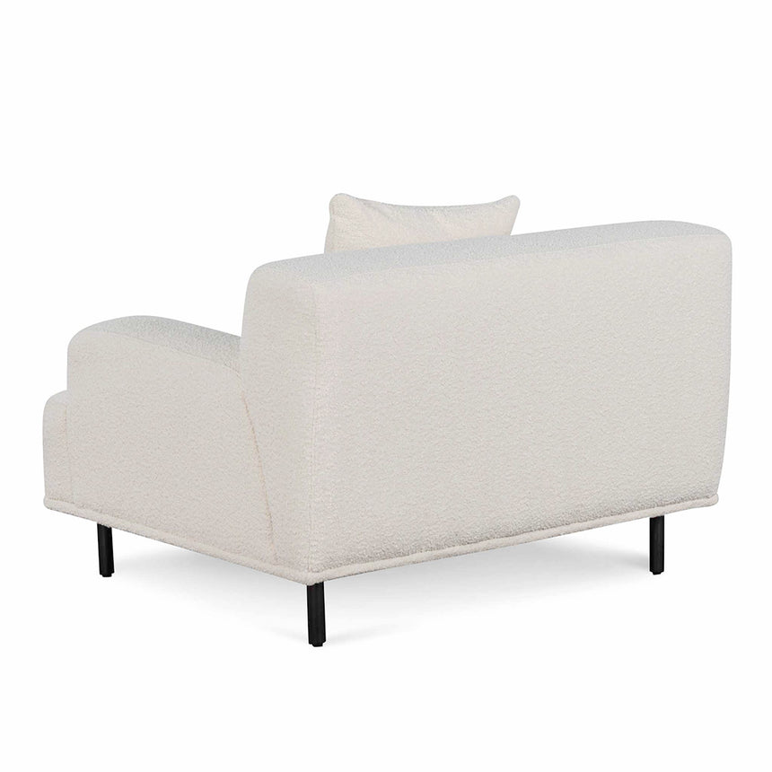 Armchair - Ivory White Boucle with Black Legs - View 4