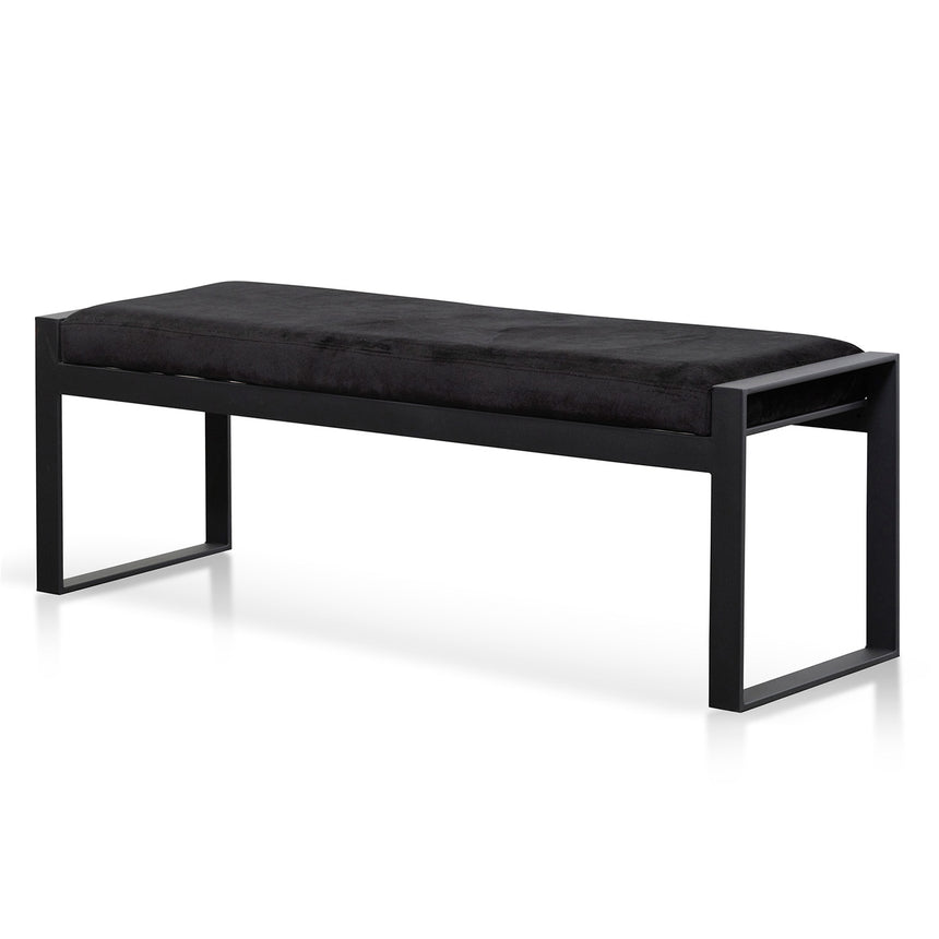 Black Velvet Ottoman - Black Base - View 3