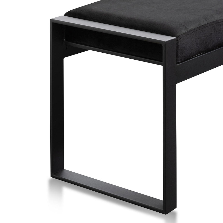 Black Velvet Ottoman - Black Base - View 6