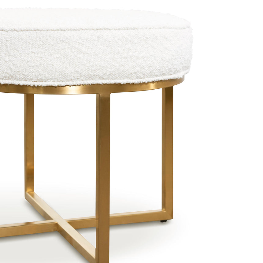 Daisy White Boucle Ottoman - Brushed Gold Base - View 4