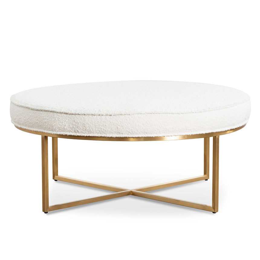 100cm Daisy White Boucle Ottoman - Brushed Gold Base - View 2