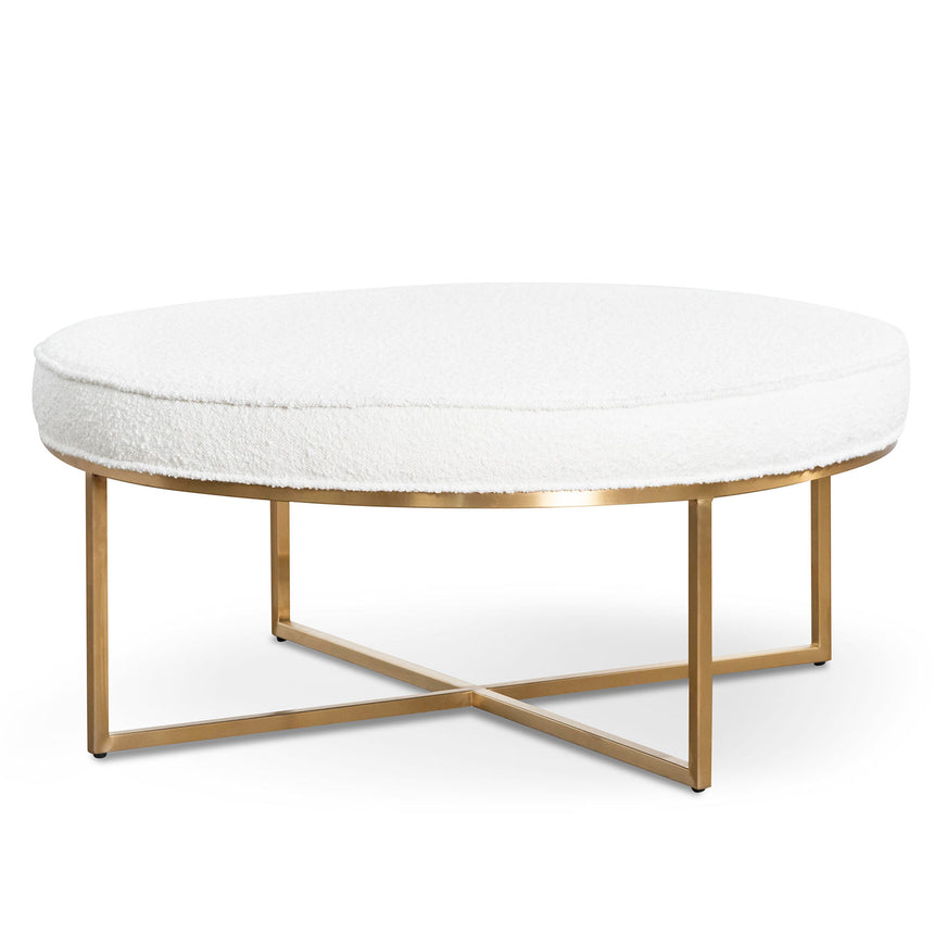 100cm Daisy White Boucle Ottoman - Brushed Gold Base