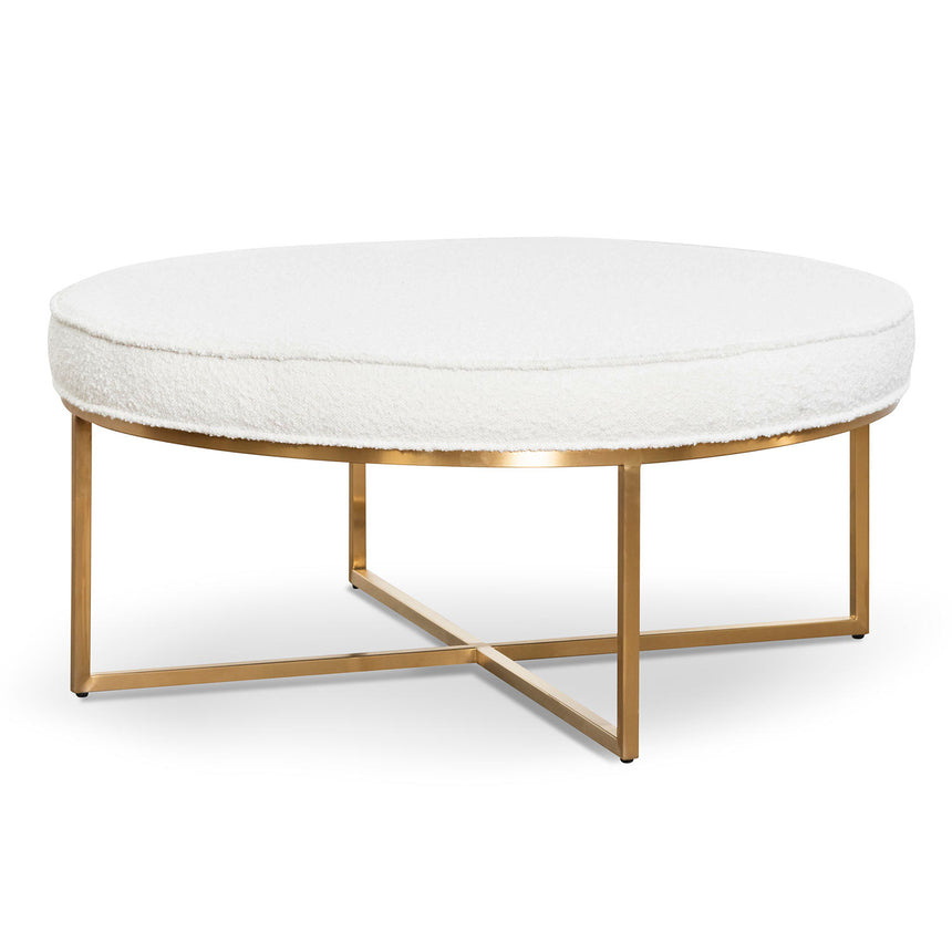 100cm Daisy White Boucle Ottoman - Brushed Gold Base - View 3