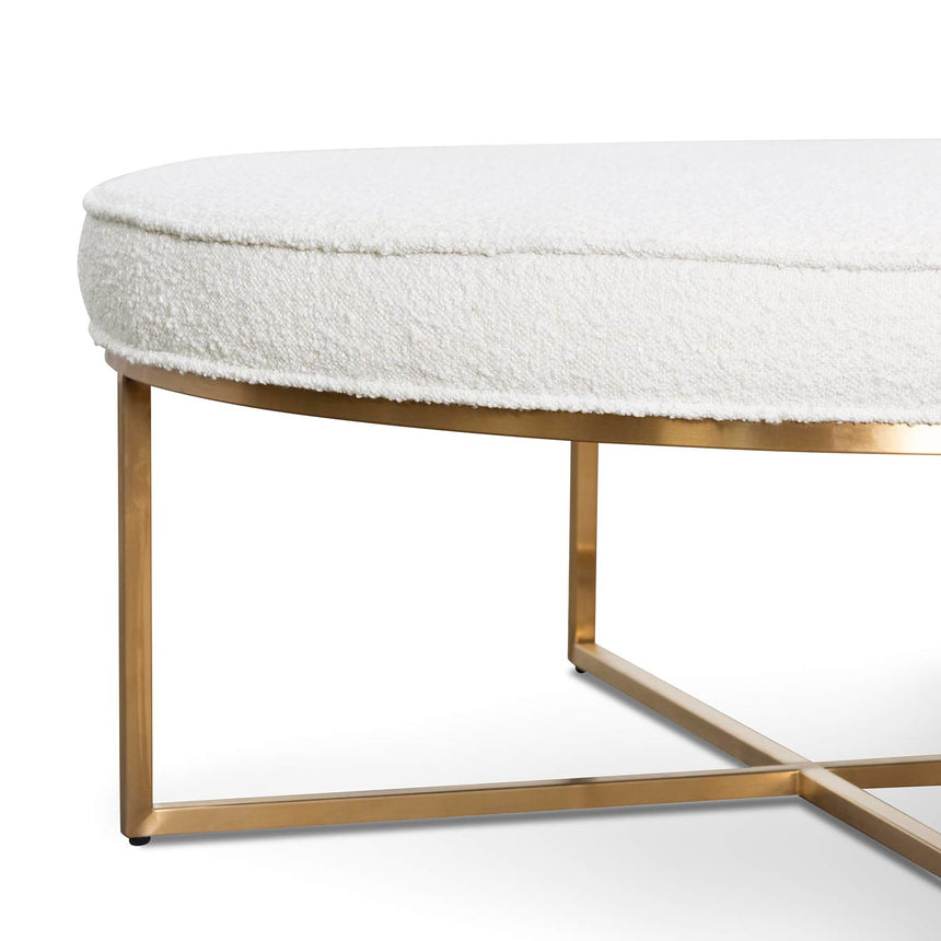 100cm Daisy White Boucle Ottoman - Brushed Gold Base - View 4