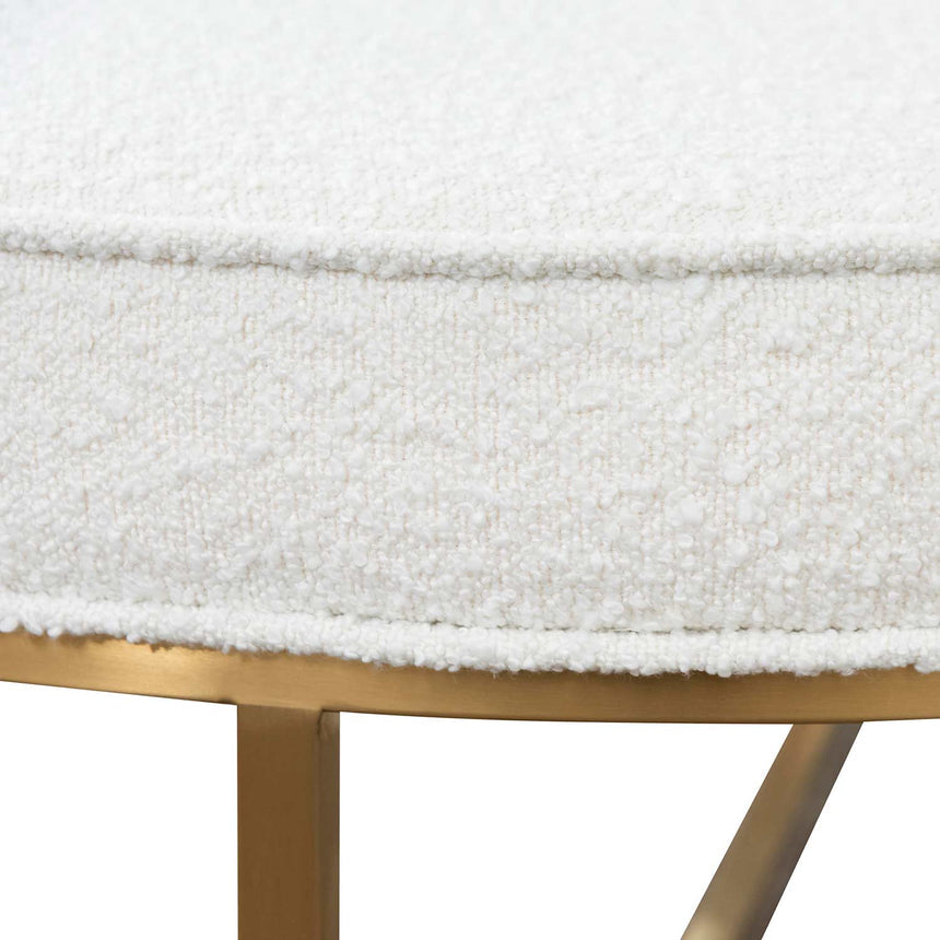 100cm Daisy White Boucle Ottoman - Brushed Gold Base - View 5