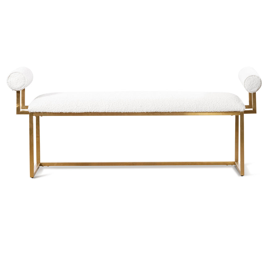 Daisy White Boucle Bench - Brushed Gold Base - View 2